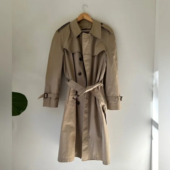 VTG 90s London Fog Unisex Trench Coat Zip In Thermal Liner 40Reg Streetwear Tan - Picture 1 of 14